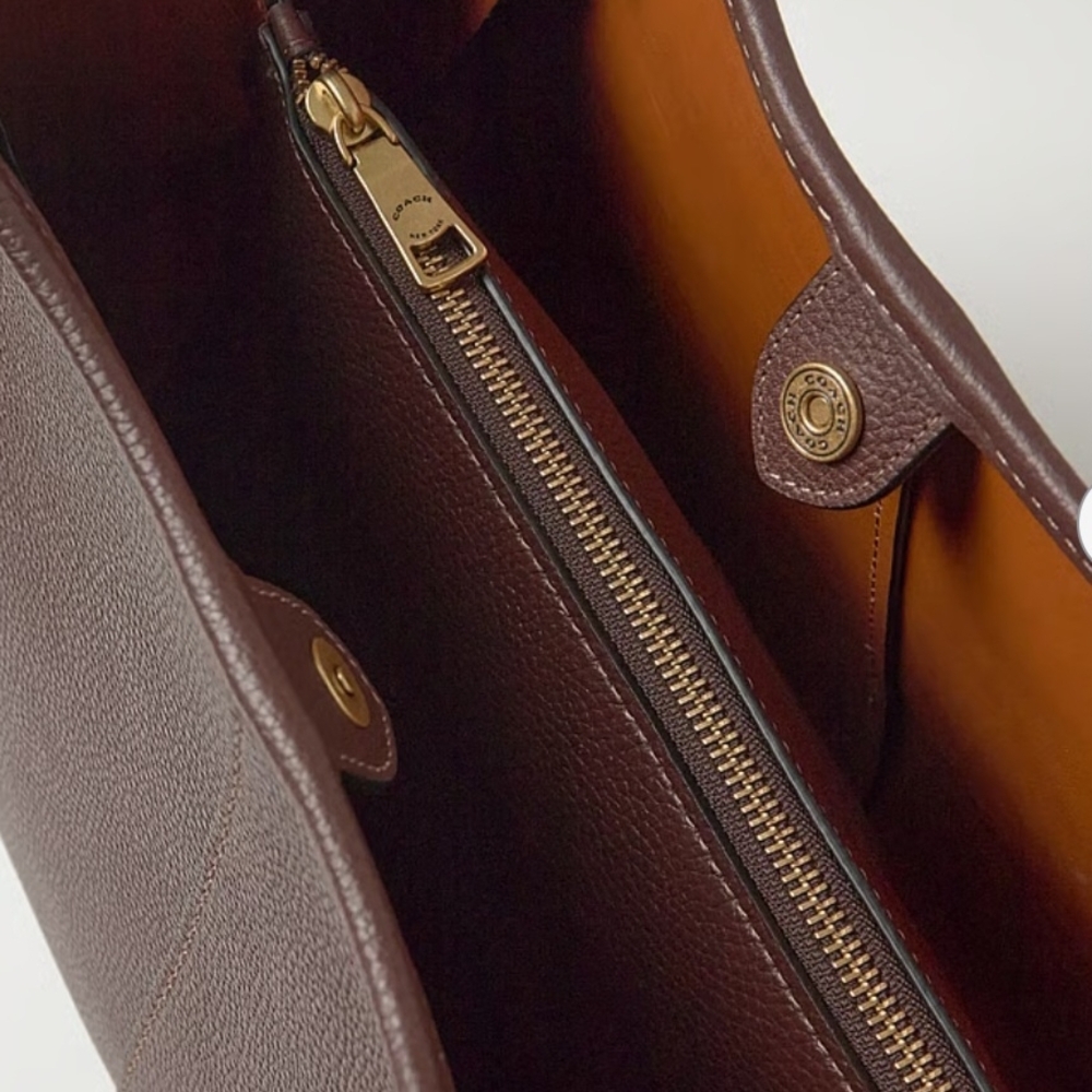 Coach Lana Large Brown Leather Hobo Bag with Gold Accent - Picture 9 of 15